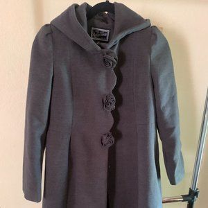 Young Girls Faux wool Rosette Dress Coat